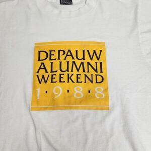 VTG 1988 DEPAUW Alumni Weekend White Short Sleeve T-Shirt Men's Size M